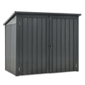 Garbage Bin Shed Stores 2 Trash Cans Metal Outdoor Bin Shed For Garbage Storage,Stainless Galvanized Steel, Bin Shed For Garden Yard Lawn, Black Black Metal