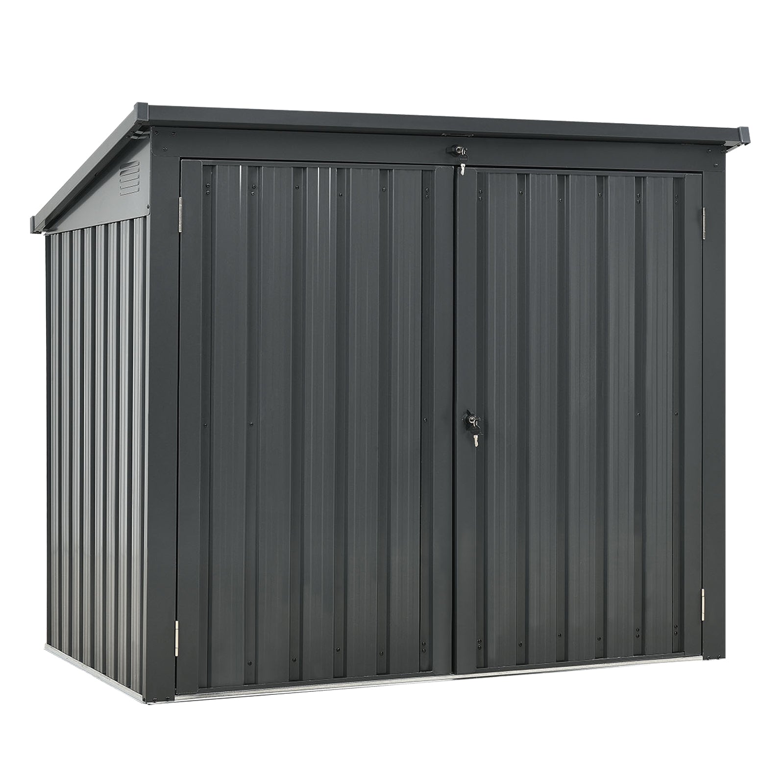 Garbage Bin Shed Stores 2 Trash Cans Metal Outdoor Bin Shed For Garbage Storage,Stainless Galvanized Steel, Bin Shed For Garden Yard Lawn, Black Black Metal