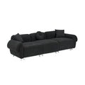 24005 Black Teddy Velvet Fabric, With 3 Pillows, Three Person Sofa Can Be Placed In The Living Room And Other Scenes Black Polyester Blend 3 Seat