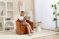 Mid Century Modern Accent Chair With Wood Frame, Upholstered,Swivel Chairs For Living Room Chairs With Waist Cushion, Reading Armchair For Bedroom Sunroom Brown Modern Foam Velvet