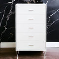 White 5 Drawer Chest With Single Handles White Bedroom Contemporary Particle Board Mdf