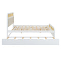 Queen Size Wooden Platform Bed With Trundle And 2 Drawers,White Queen White Solid Wood Mdf