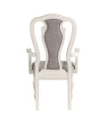 Grey And Antique White Padded Arm Chair Set Of 2 Solid Grey White Dining Room Traditional Arm Chair Solid Back Set Of 2 Wood Fabric