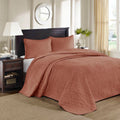 3 Piece Reversible Quilt Set Clay Red Full Queen Red Polyester