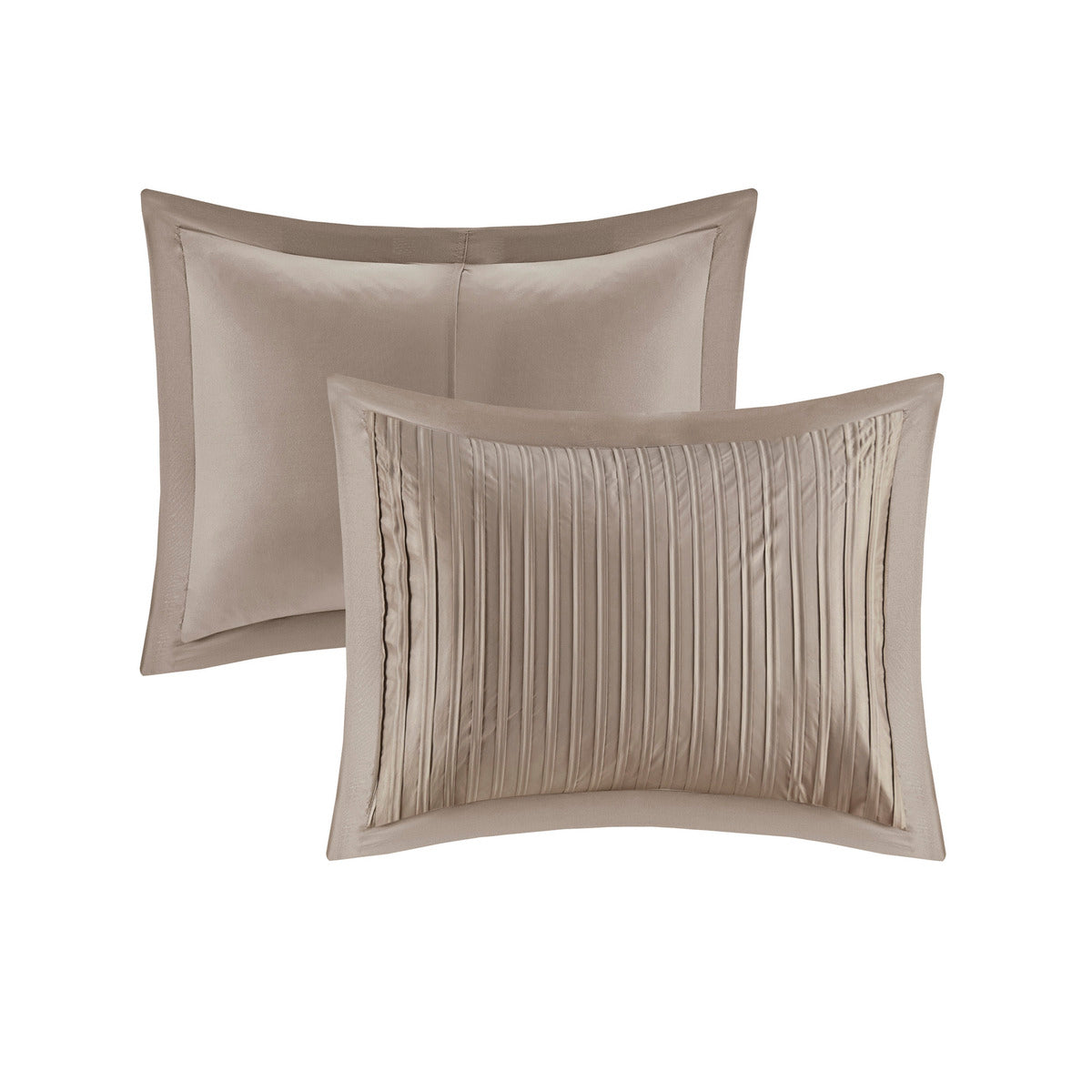 7 Piece Polyester Charmeuse Comforter Set Taupe King King Taupe Polyester