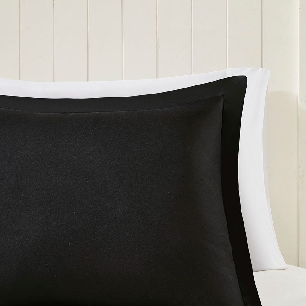 3M Scotchgard Diamond Quilting Reversible Down Alternative Comforter Set Twin Black Polyester