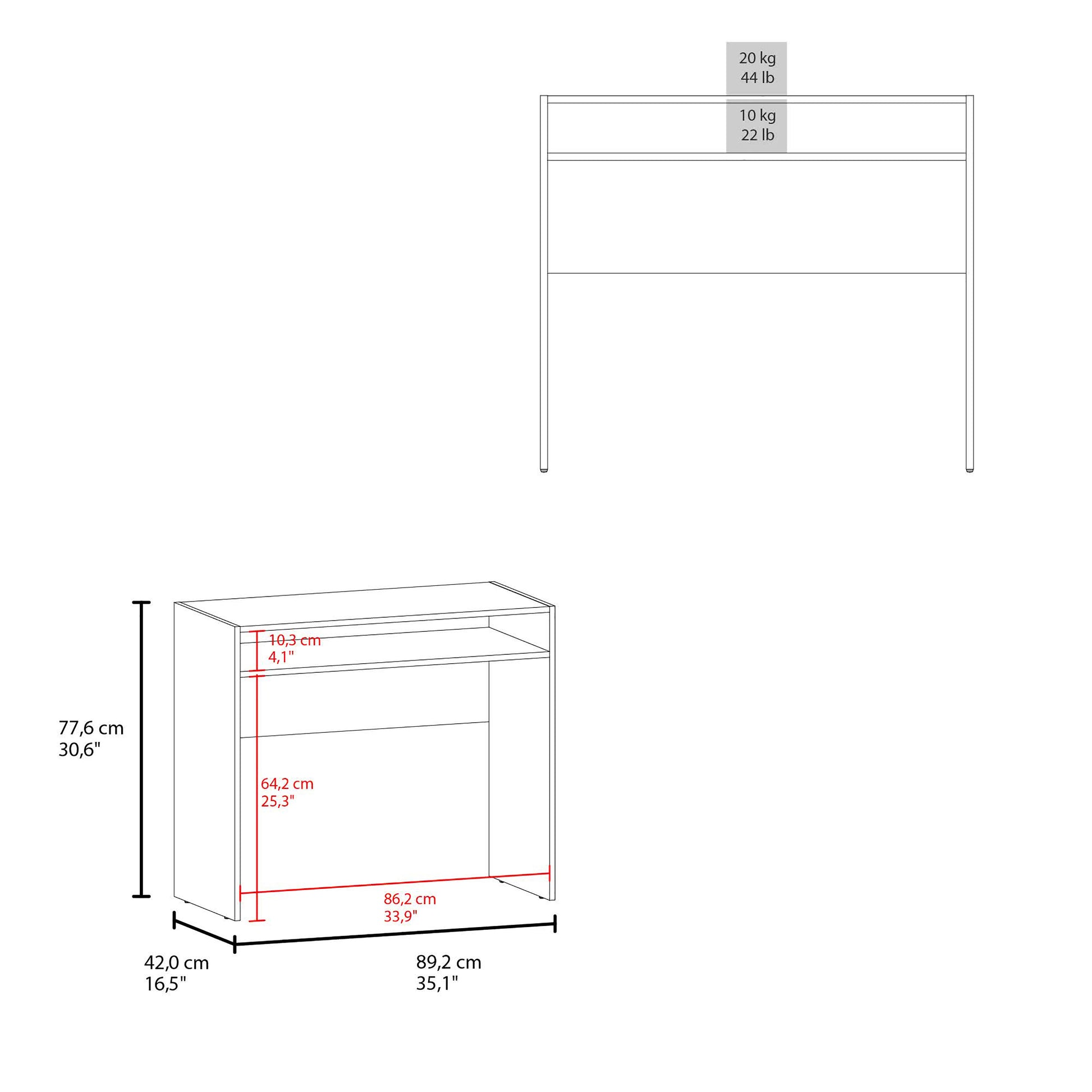 White Desk With Storage White Primary Living Space Melamine