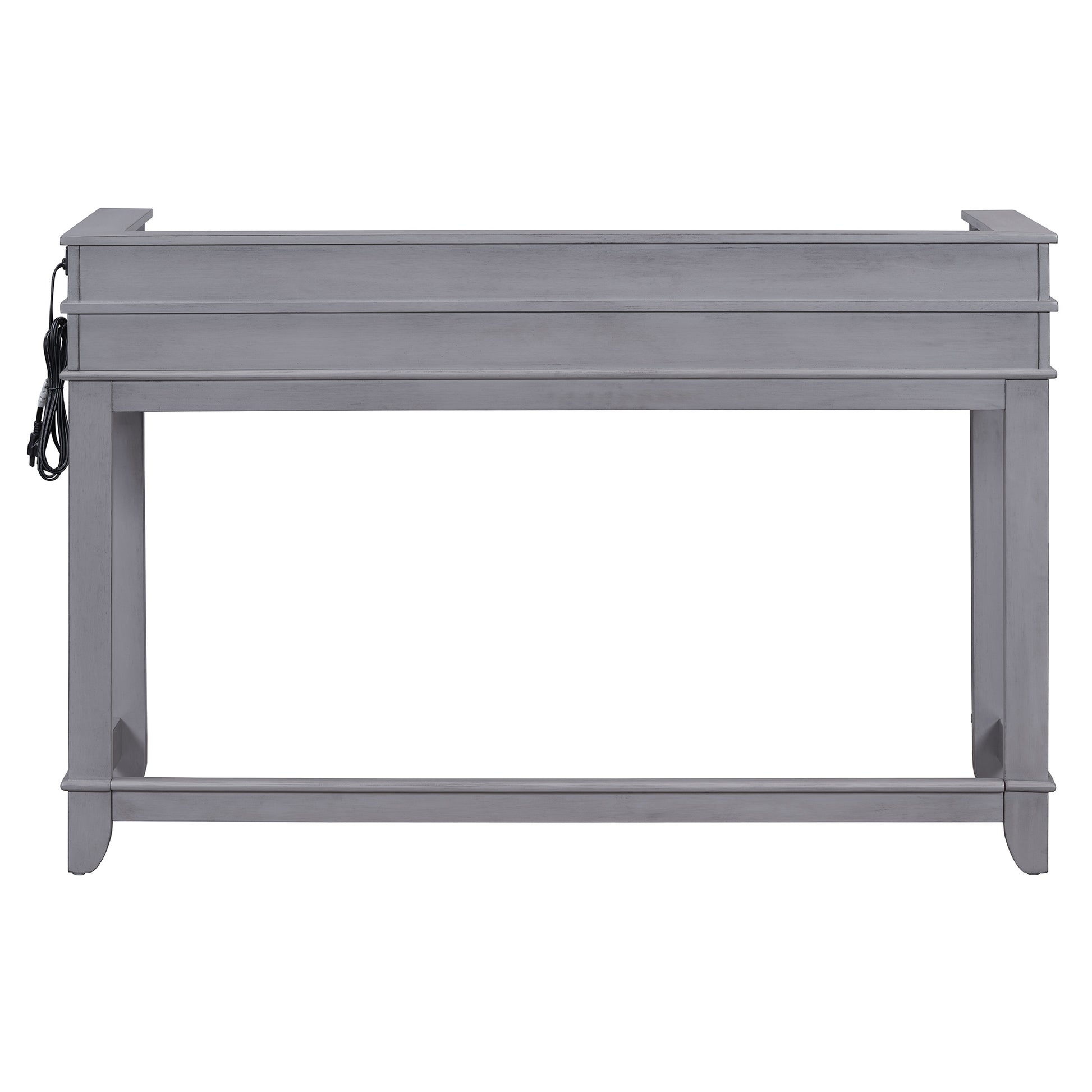 4 Piece Dining Table Set For 3, Retro Kitchen Table And Chairs Set With 3 Storage Drawers, Ideal For Small Spaces Gray Gray Mdf,Rubber Wood