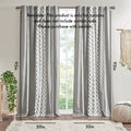 Cotton Printed Curtain Panel With Chenille Stripe And Lining Gray Cotton