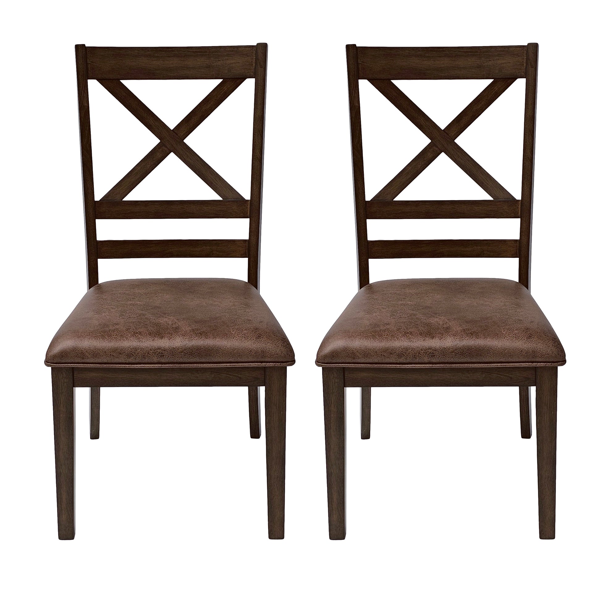 Dining Chairs Set Of 2, Brown Brown Set Of 2 Rubber Wood