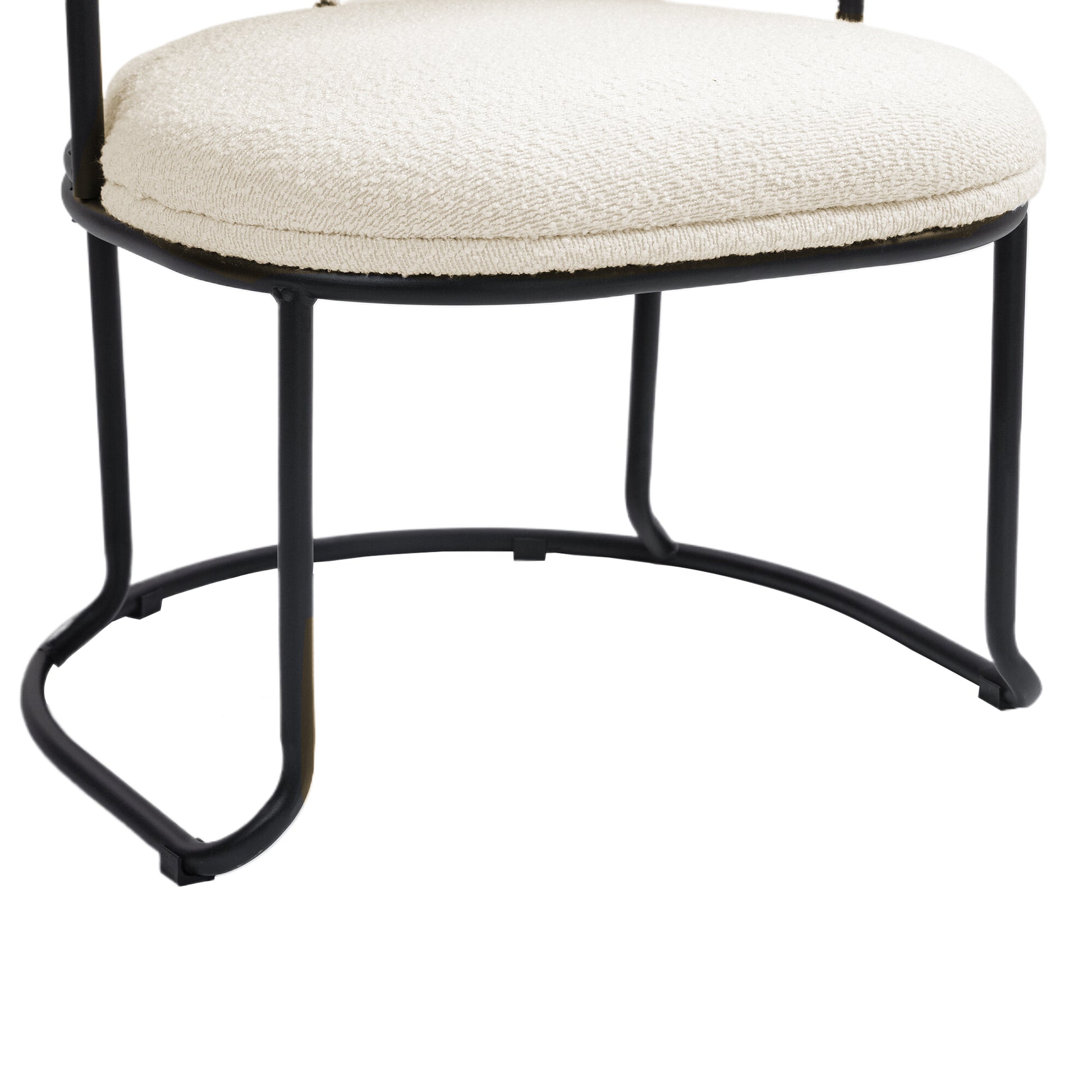 Coolmore Boucle Dining Chairs Set Of 2, Mid Century Modern Curved Backrest Chair, Round Upholstered Kitchen Chairs Beige Boucle Beige Foam Mdf Metal