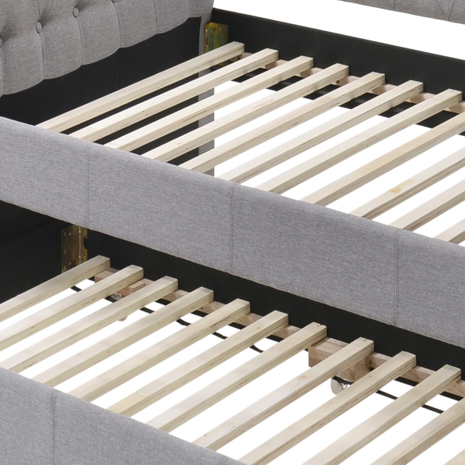 Justice Smoke Gray Fabric Daybed W Trundle Twin Gray Synthetic Wood,Upholstered