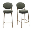 29'' H Seat Height Upholstered Bar Stools Set Of 2 Faux Leather Counter Dining Stool With Golden Legs Modern Round Kitchen Chairs Green Green Dining Room Foam Dry Clean Round Modern Set Of 2 Foam