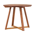 Contemporary Solid Wood Slat Top Round Patio Dining Table Black Wash Brown Wood Acacia Wood