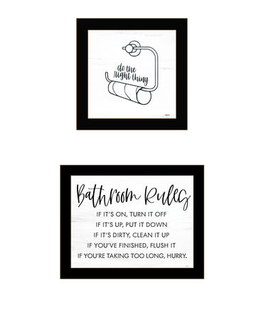 "Bathroom Rules" Framed Wall Art For Bathroom, Wall Art Print For Home Decor, Bathroom Wall Art By Imperfect Dust Multicolor Wood Paper