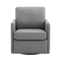 Swivel Accent Chair, Comfy Single Sofa Chair With Storage, Modern Arm Chair For Living Room, Fabric Swivel Armchair With Metal Base Gary Gray Silver Linen