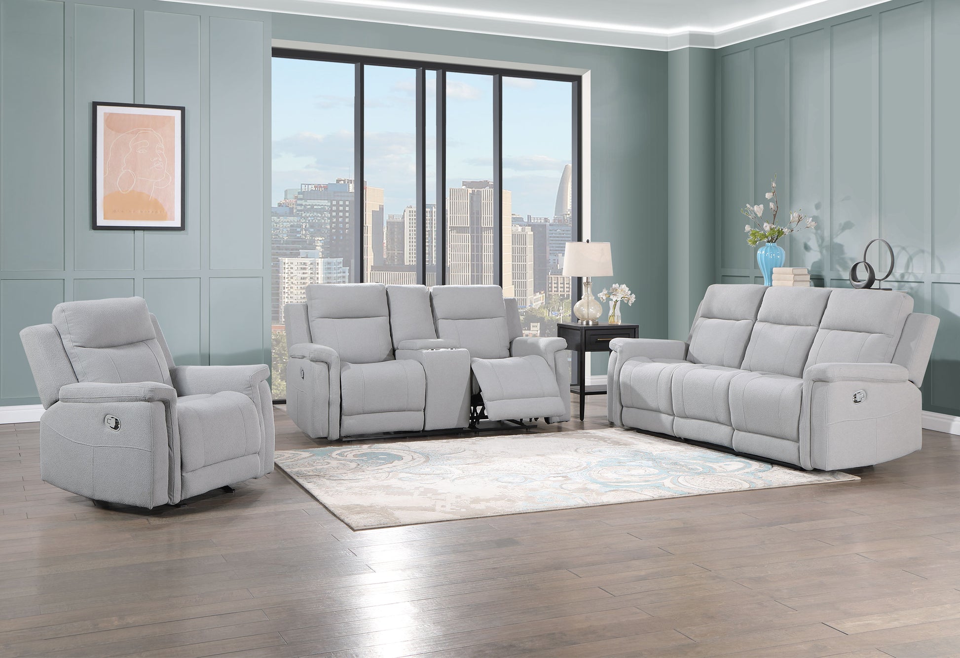 Eco Grey Glider Recliner Gray Fabric