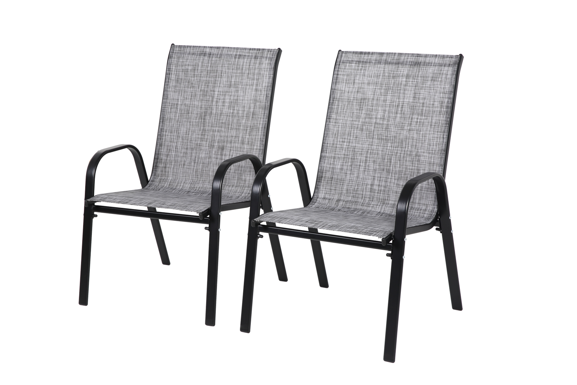 2 Piece Patio Chairs, Outdoor Camping Chairs Withtextilene Fabric, Set Of 2 Garden Chairs With Armrest High Backrest For Garden Patio Pool Beach Yard Space Saving Grey Grey Steel