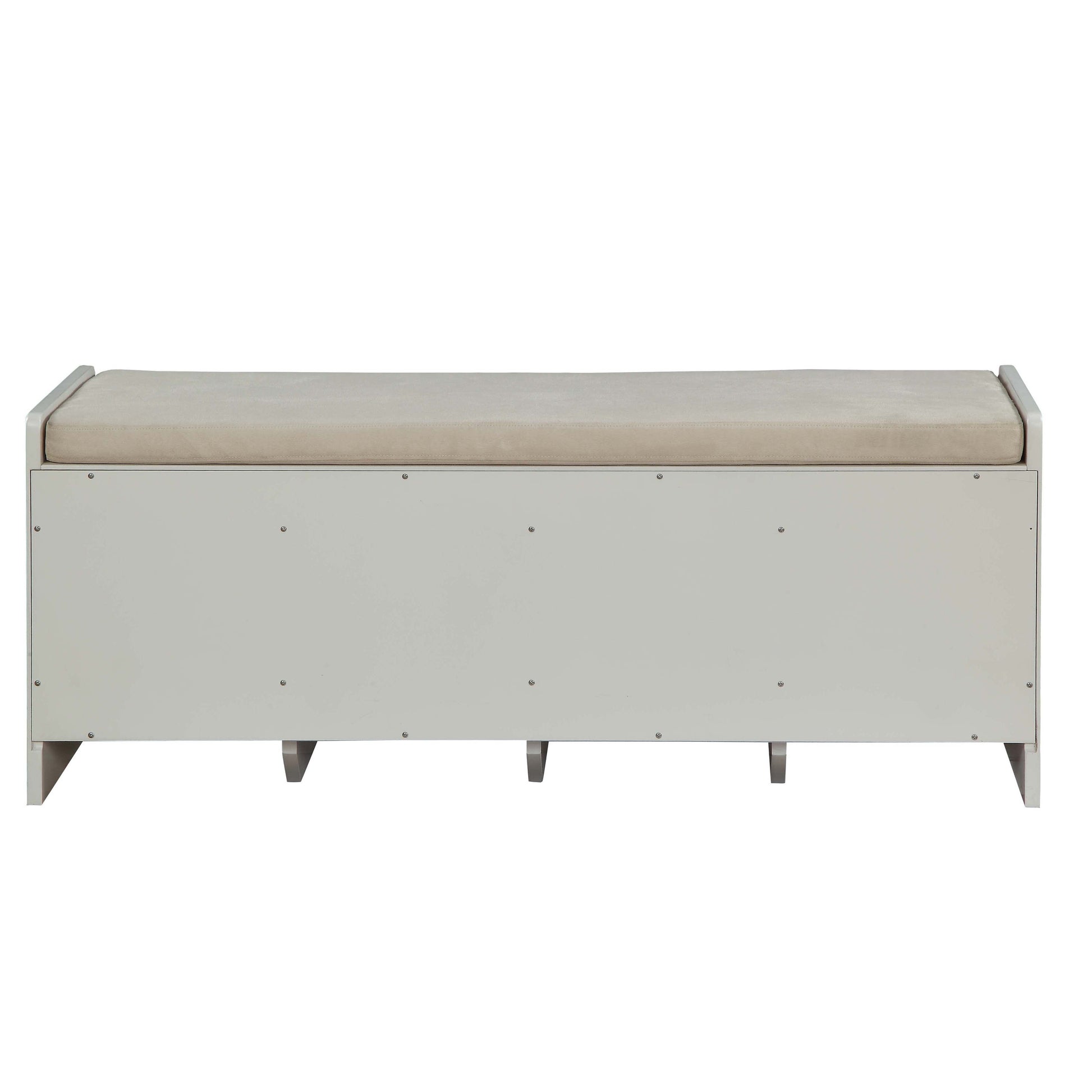 Beige And White Bench With Storage Beige Primary Living Space Solid Beige Drawer Wood Fabric