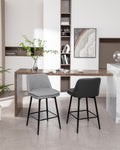 Counter Height Swivel Bar Stools Set Of 2, 360 Swivel Upholstered Barstools With Back And Metal Legs, 25.6