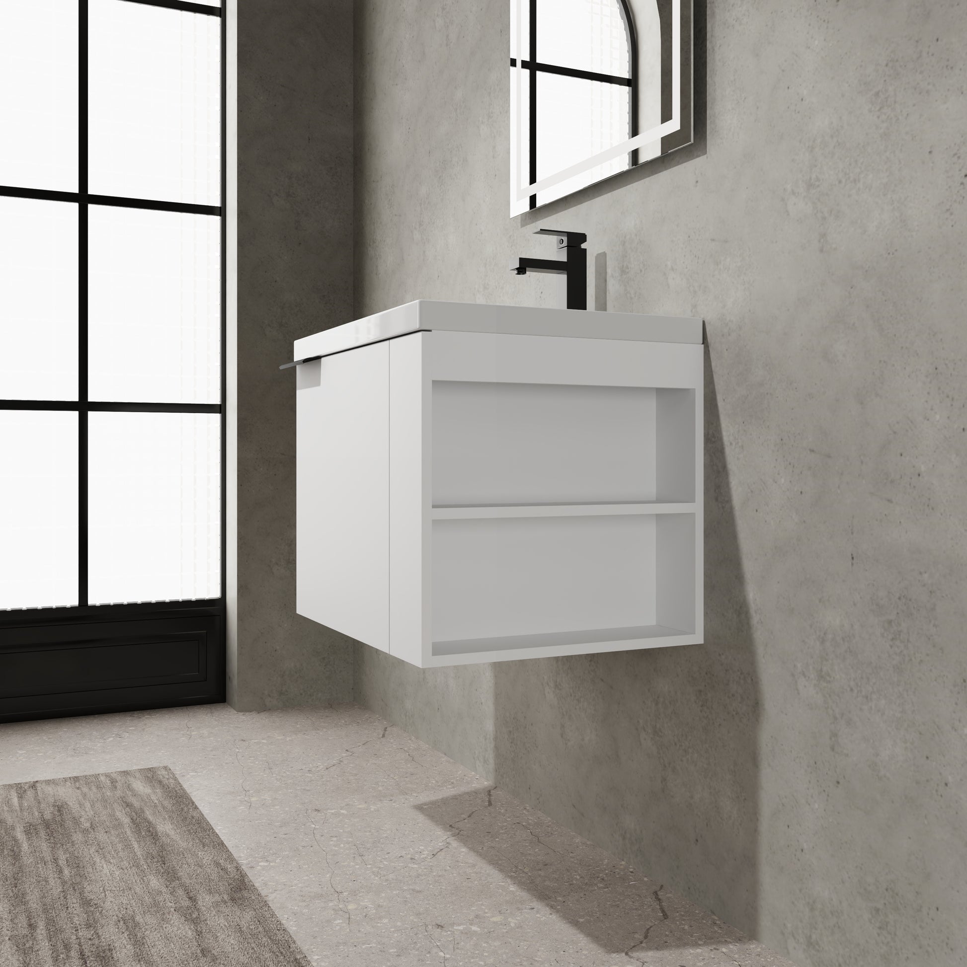 24 "Bathroom Vanity Sink Combo For Big Space,Modern Bathroom Cabinet Cabinet Combination, Bathroom Sink Cabinet Set, White Composable Ameican White Oak Bathroom American Design Engineered Wood