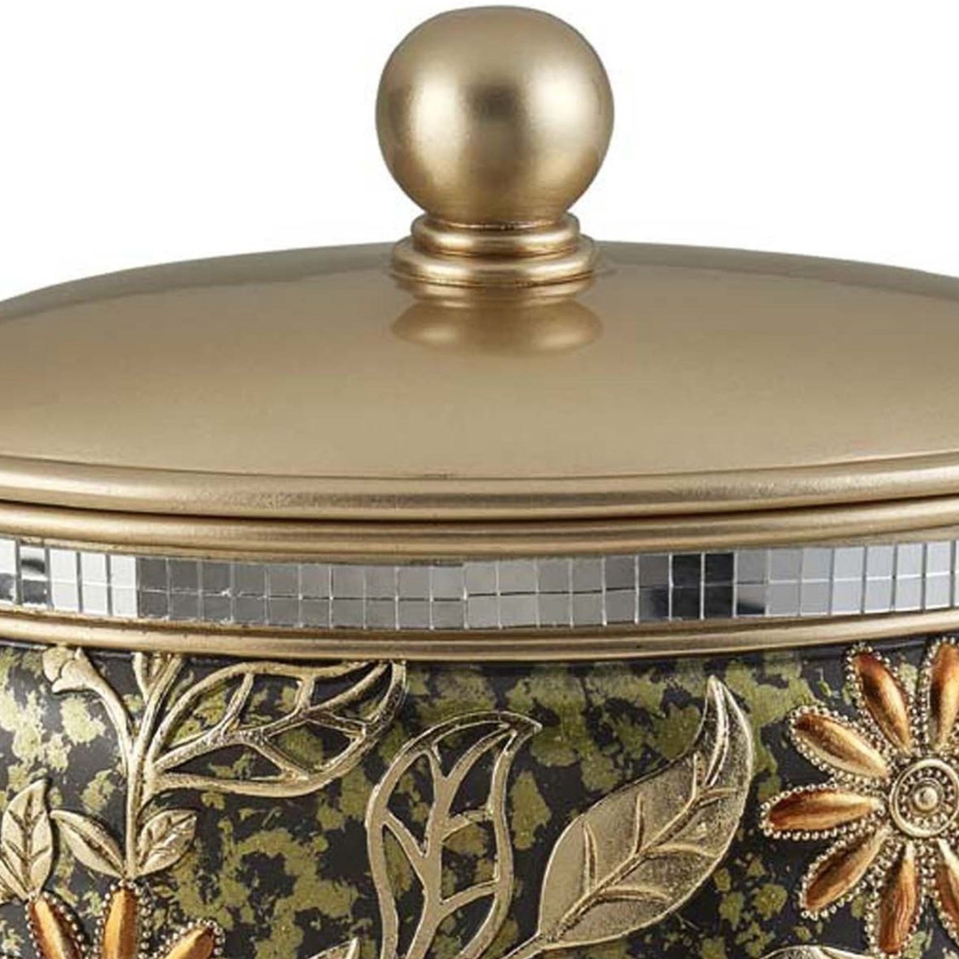 9 Inch Chrysanthemum Resin Jewelry Box Multicolor Polyresin