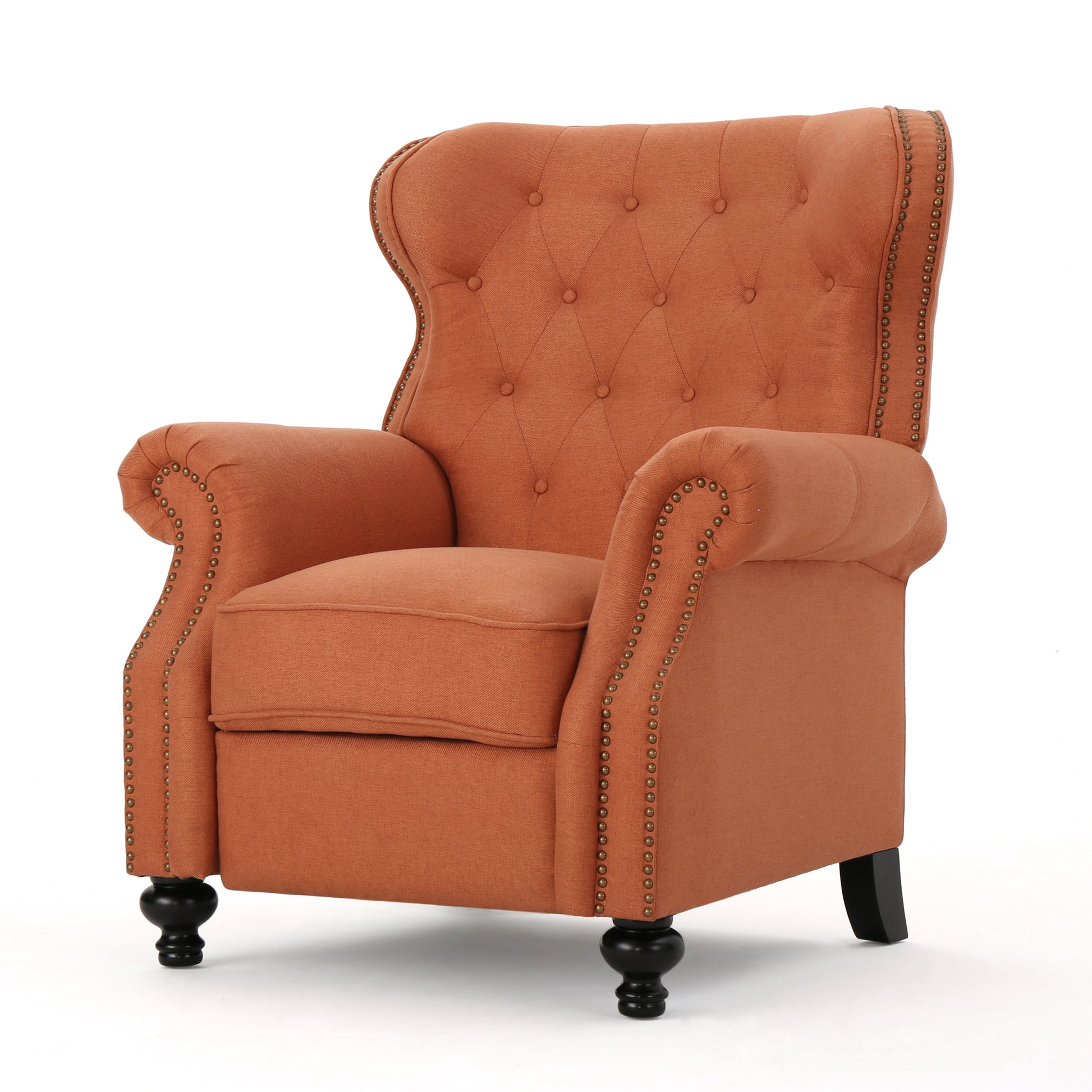 Push Rack Recliner Orange Fabric