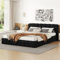 Queen Size Upholstered Platform Bed, Black Box Spring Not Required Queen Black Wood Bedroom Bed Frame Upholstered