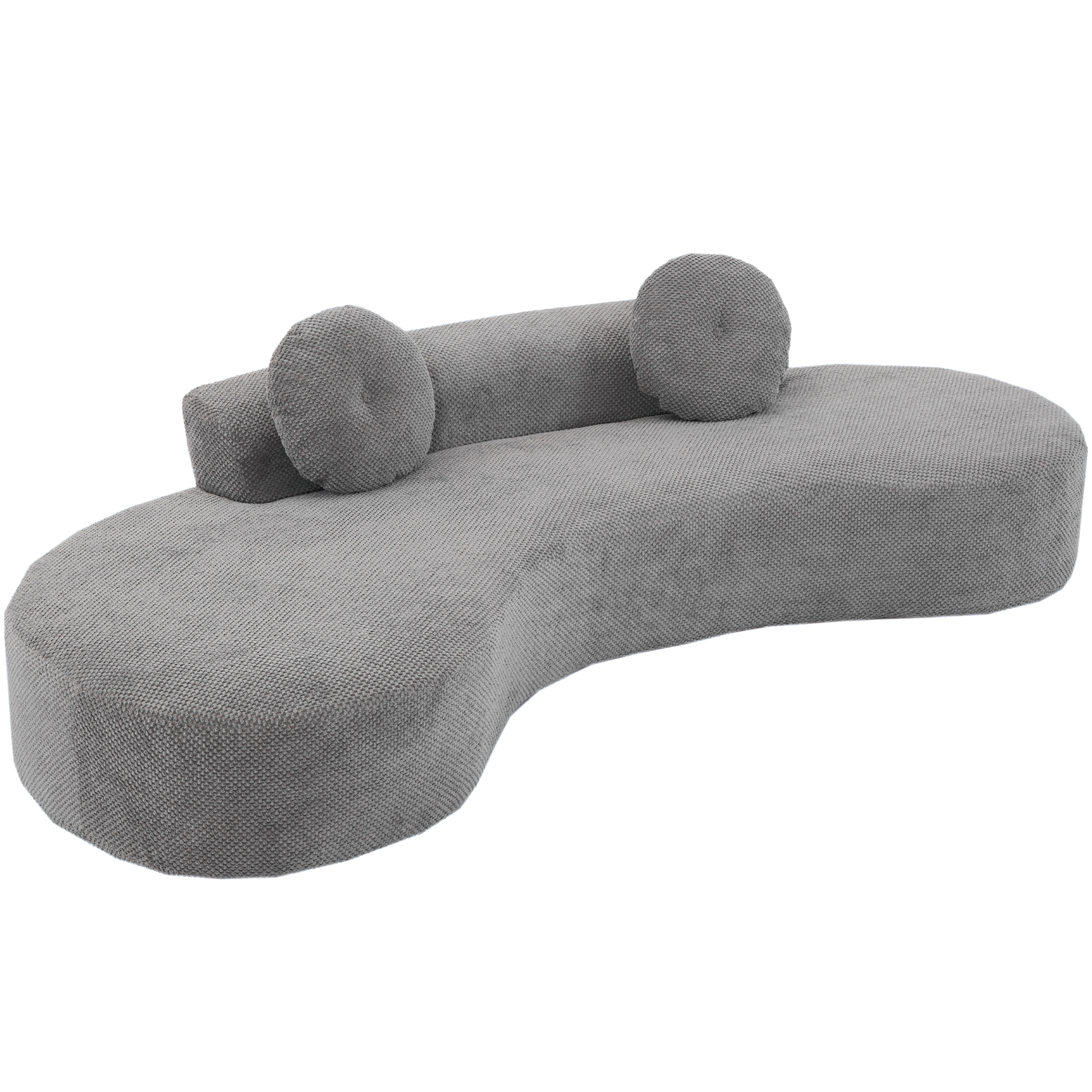 Arrived 105.5''Curved Sofa, Modern Minimalist Sofa, Cloud Couch Sofa 3 4 Seater Couch With 2 Pillows,Bedroom, No Assembly Required, Point Shaped Corduroy, Anti Wrinkle Gray Gray Polyester Primary Living Space Tight Back Soft Modern Foam Upholstered 3