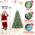 7Ft Scotch Pine Christmas Tree, Premium Frosted Pre Decorated Artificial Holiday Decor W 1,348 Branch Tips, Xmas Trees For Holiday Party Decoration Green Polyethylene