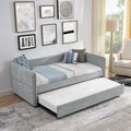 Daybed With Trundle Upholstered Tufted Sofa Bed, Twin Size, Boucle Fabric, Grey 83