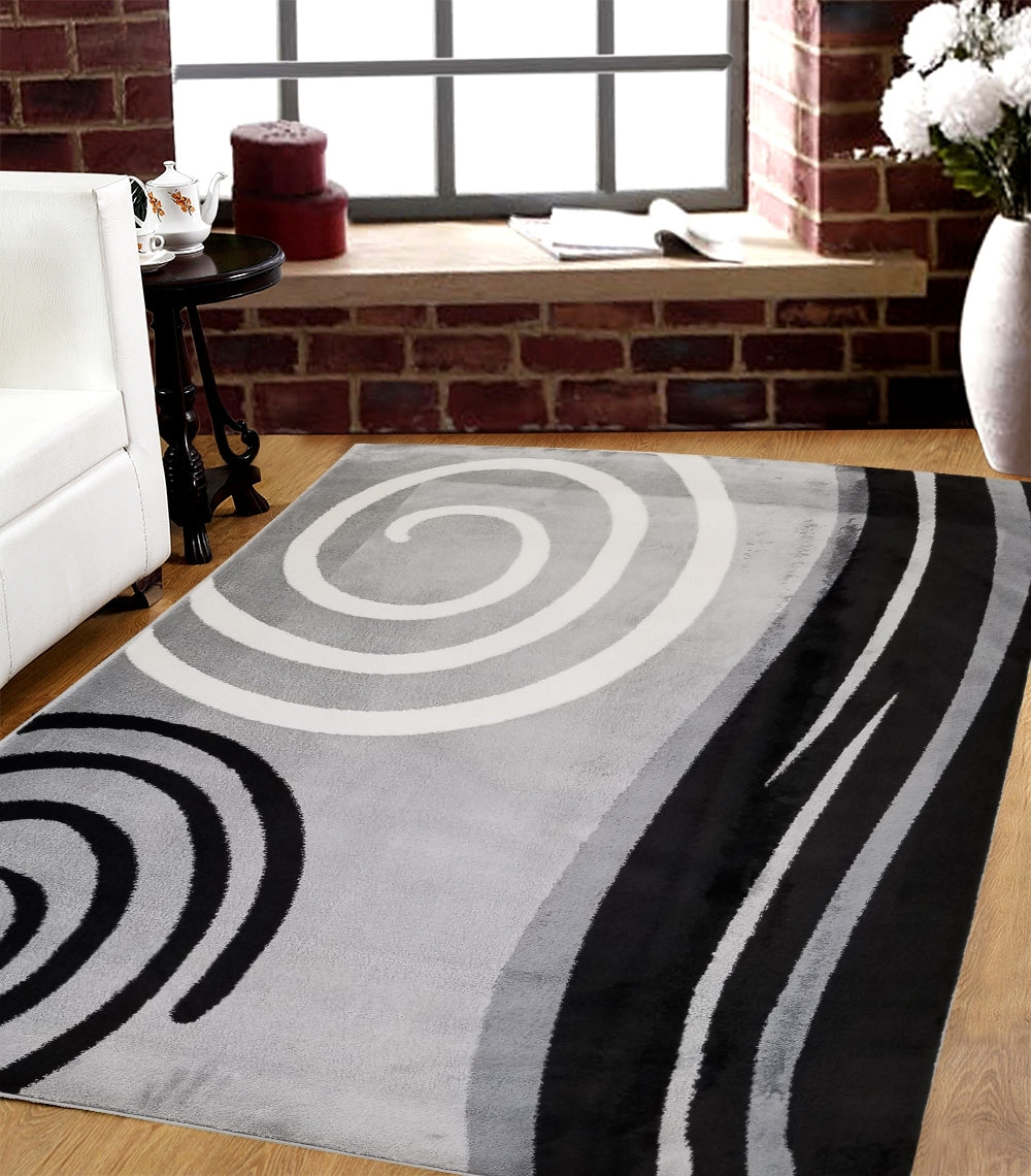 Jersey Area Rugs, Carpets For Livingroom, 7X10 Area Rugs ,045 Black Grey Rectangle 8&10 Black Grey Contemporary Abstract Polypropylene