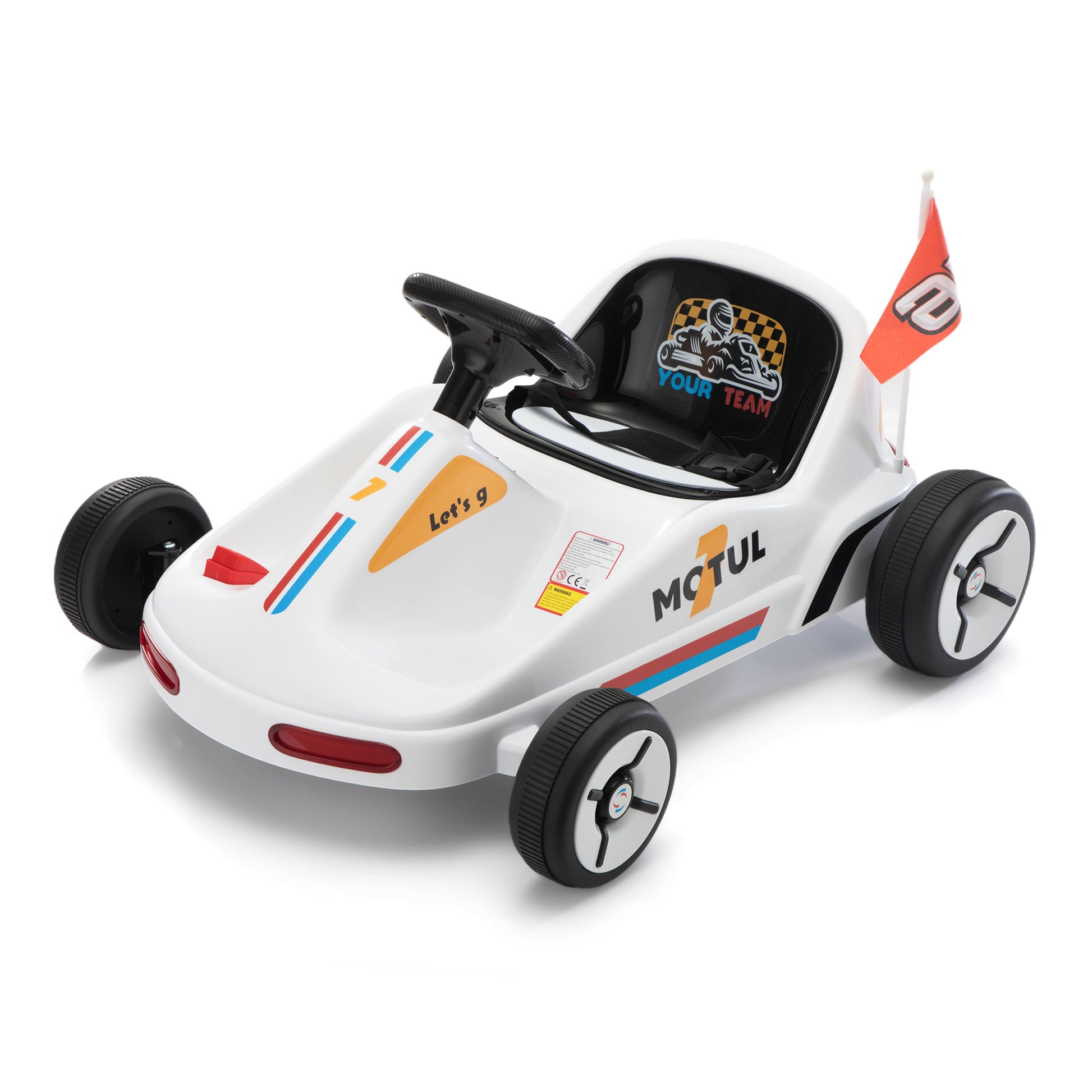 12V Kids Ride On Go Kart, Electric 4 Wheeler Car With Remote Control, Cushioned Seat, Led Lights, Mp3 Music, Bluetooth, Pedal Control, Battery Powered Vehicle For 3 8 Years Old, White White Polypropylene