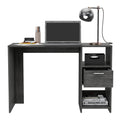 Omma Computer Desk, One Drawer, Two Shelves Grey Computer Desk Office Modern Freestanding Rectangular Open Storage Desk Rectangular Particle Board Engineered Wood