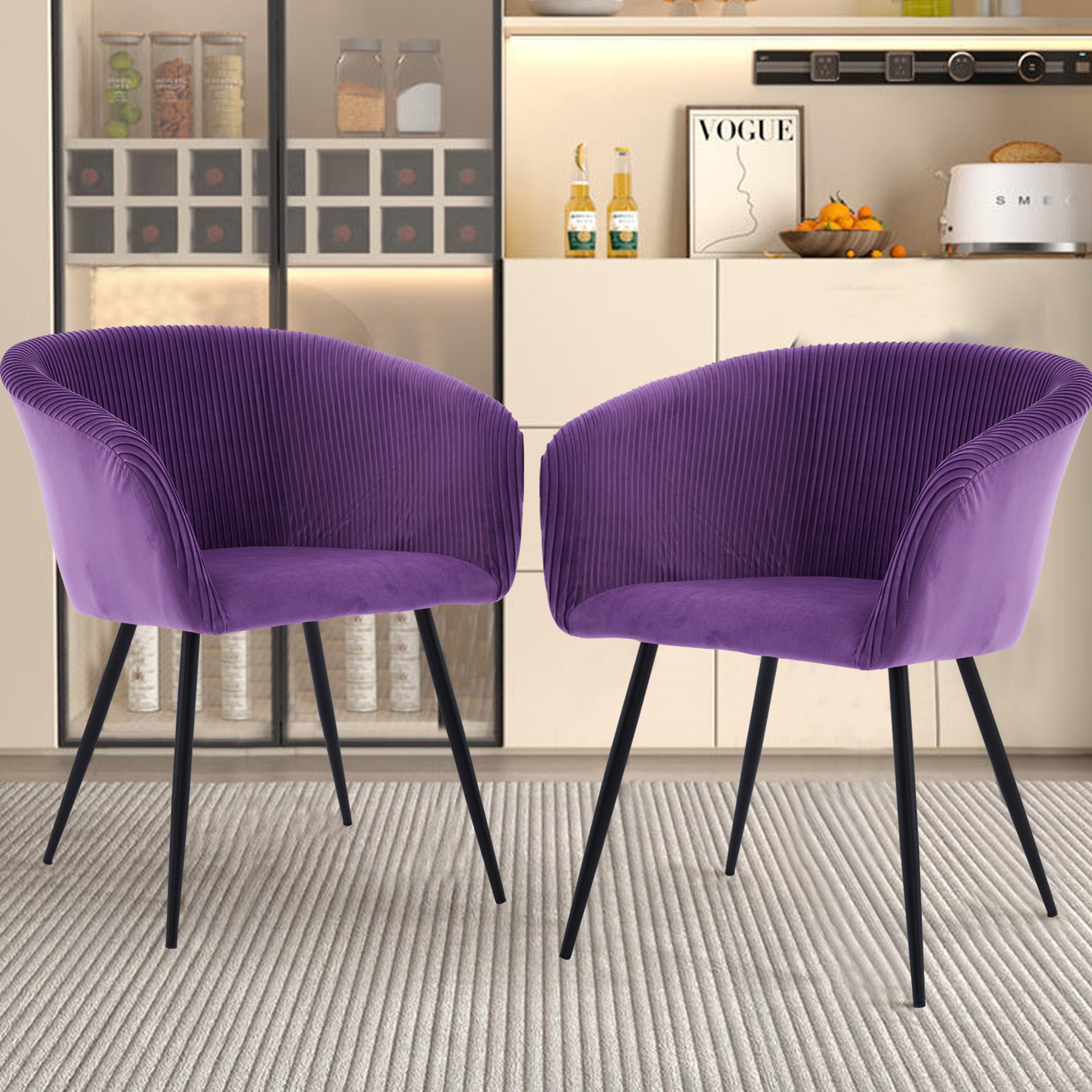Ts Stripe Dinding Chair 1Pc Purple Purple Velvet