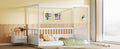 Twin Size Canopy Bed Frame With Guardrails For Kids,Floor Bed Twin With Four Poster Design,Kids Montessori Floor Bed,Wood Canopy Bed Frame For Girls,Boys Twin,White Box Spring Required Twin White