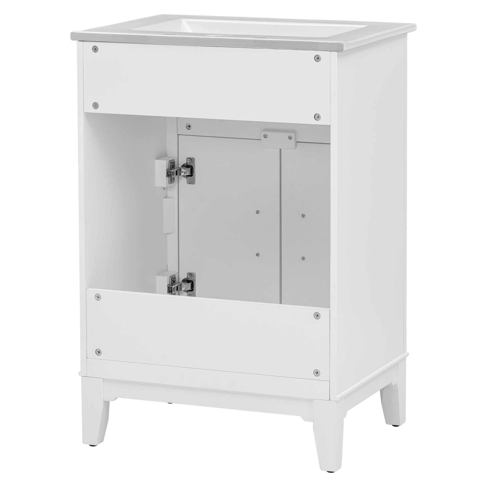 24" Bathroom Vanity With Sink, Bathroom Vanity Cabinet With One Flip Drawer And Doors, Solid Wood And Mdf, White White Solid Wood Mdf