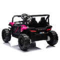 24V Kids Ride On Utv,Electric Toy For Kids W Parents Remote Control,Four Wheel Suspension,Low Start,Adjustable Speed,Multimedia Player,Early Education,Bluetooth,Rear Storage Space For Kids Aged 3 . Pink 50 99 Lbs Polypropylene