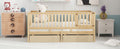 Twin Size Wood Daybed With Fence Guardrails And 2 Drawers, Split Into Independent Floor Bed & Daybed, Natural Old Sku :Lp000881Aan Twin Natural Solid Wood Mdf