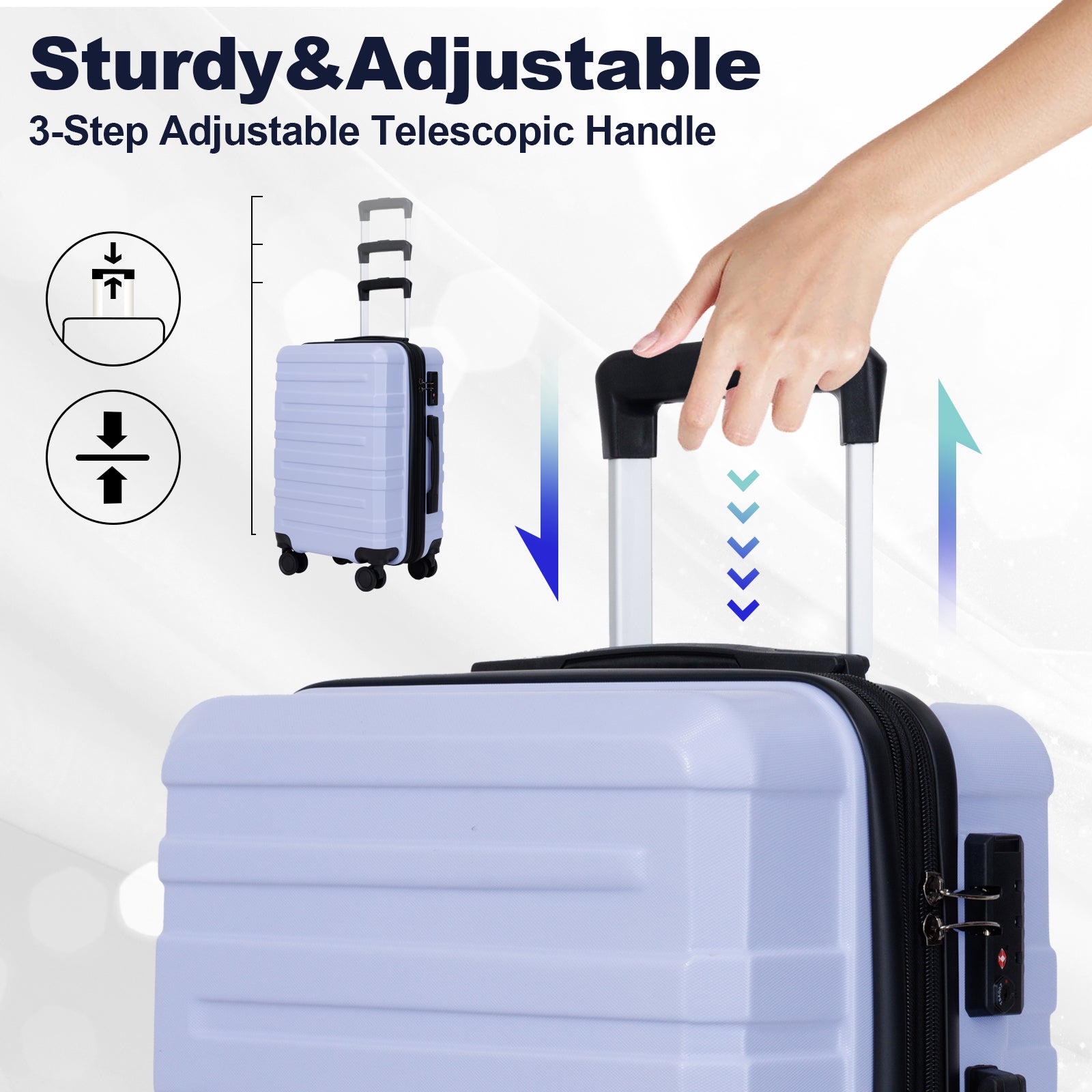 Luggage Sets 3 Piece,Carry On Luggage With Wheels,Check In Luggage,28 24 20 Inch Luggage,Tsa Approved Lock,Hardshell Suitcase,Blue Purple Purple Abs