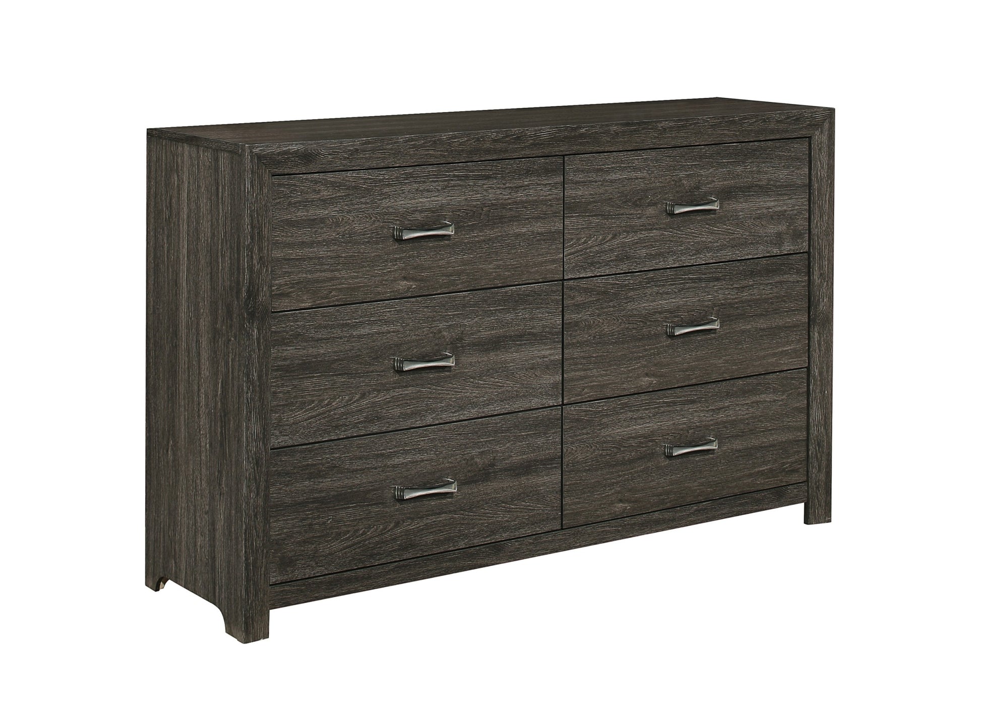 Dark Gray Finish 1Pc Dresser Of 6X Drawers Chrome Tone Handles Contemporary Design Bedroom Furniture Dark Gray Bedroom Contemporary Wood