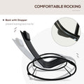 Outsunny Pool Lounger, Outdoor Rocking Lounge Chair For Sunbathing, Pool, Beach, Porch With Pillow & Cool Mesh, Sun Tanning Rocker, Black Black Steel
