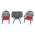 Cushions In Random Colors 3 Piece Set Of Cast Aluminum Patio Furniture With Cushions Yes Dining Set Black Seats 2 Rust Resistant Frame Water Resistant Cushion Garden & Outdoor Complete Patio Sets Aluminium