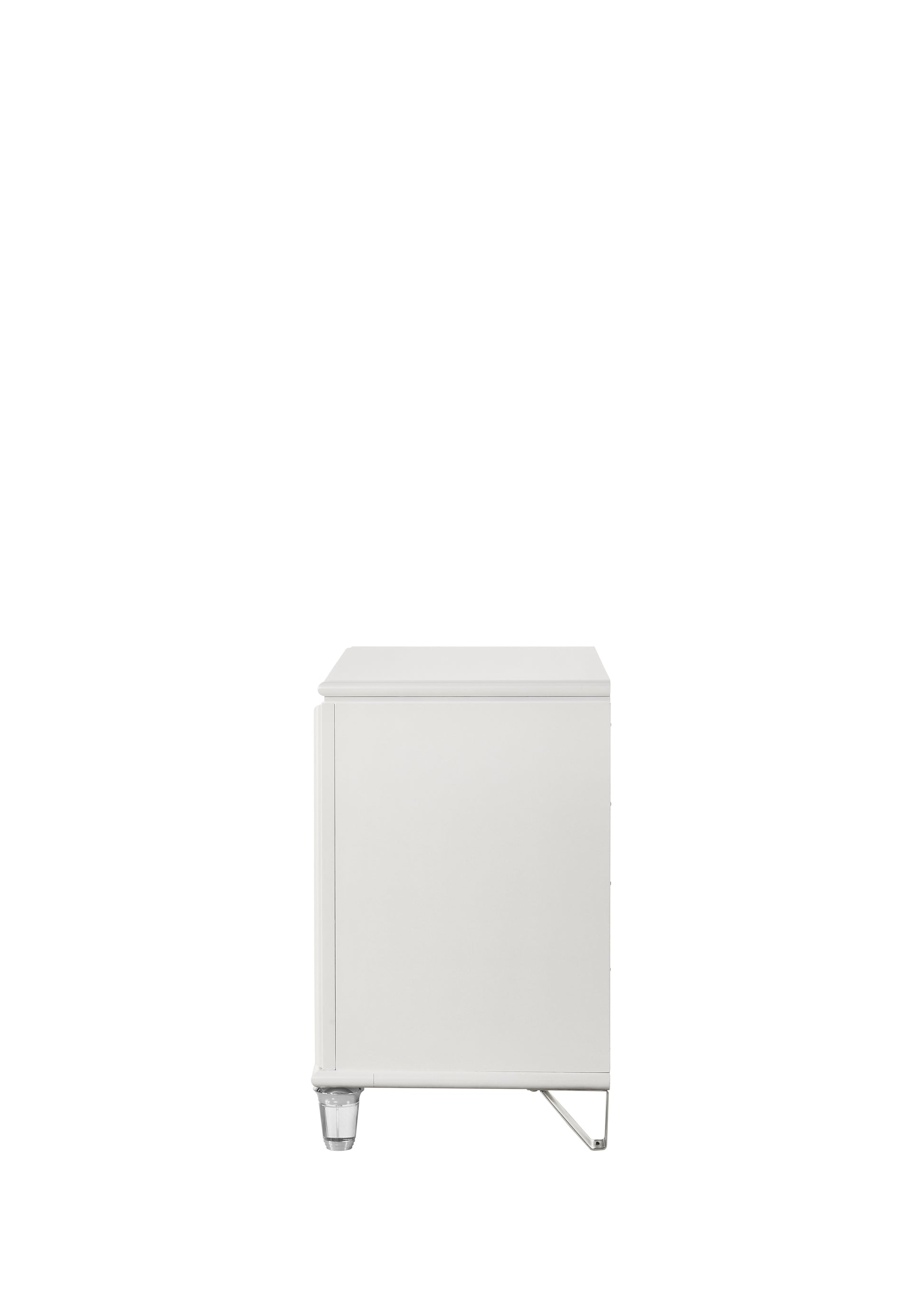 Tarian Pearl White Finish Nightstand White Acrylic,Synthetic Wood