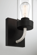 Zephyr Single Light Sconce With Clear Glass Metal Black Finish Black,Clear Glass,Metal