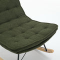 Lazy Rocking Chair,Comfortable Lounge Chair With Wide Backrest And Seat Wood Base, Upholstered Armless Rocker Chair For Living Room, Balcony,Bedroom And Patio Porch. Dark Green Cushion Iron Dark Green Primary Living Space Sponge Square Casual Rocking