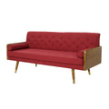 Aidan Mid Century Modern Tufted Fabric Sofa Red Fabric