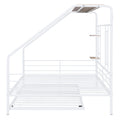 Full Size Metal House Bed With Trundle, White Full White Metal