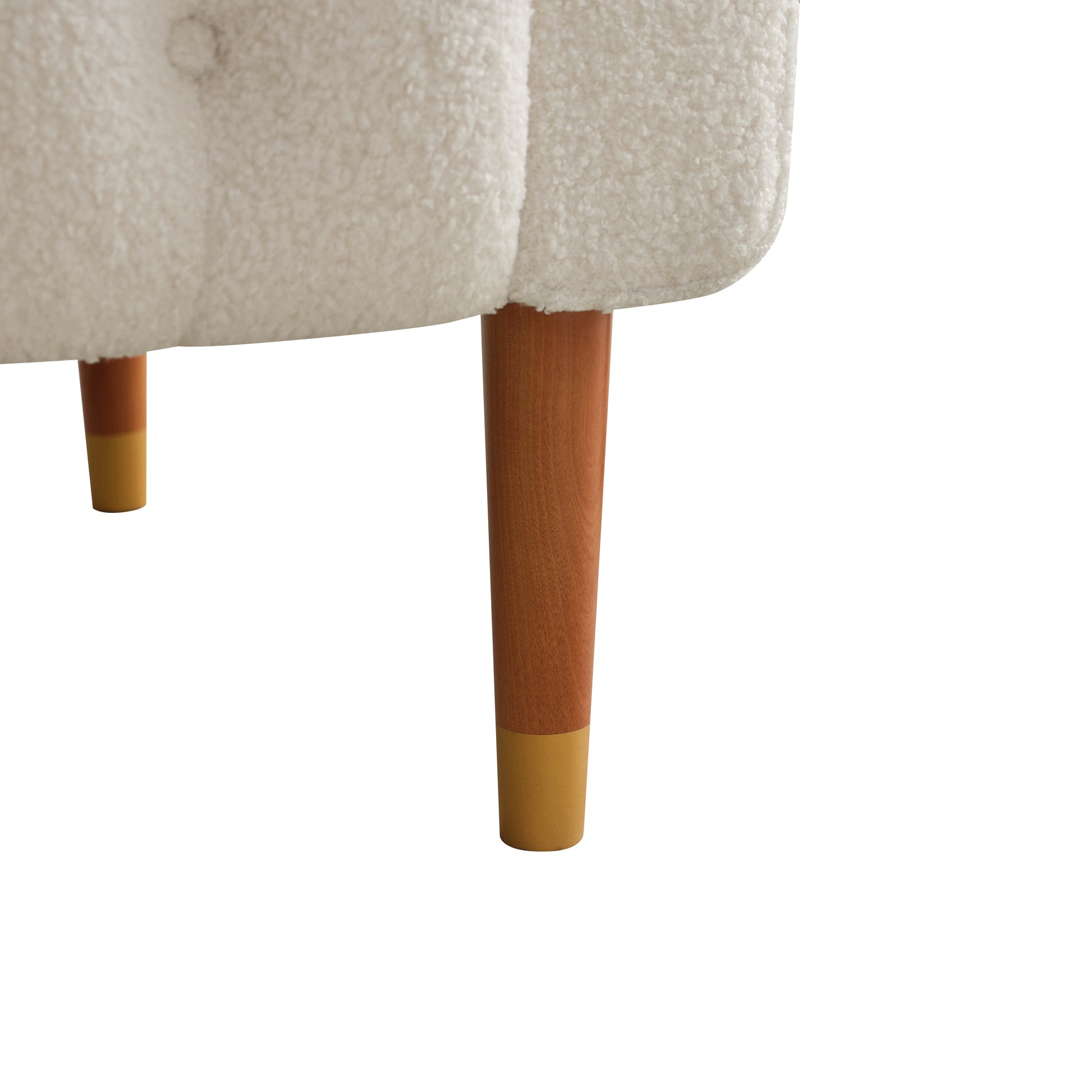 Mirod Classic Biscuit Style Accent Chair Comfortable Armrests, Soft Fabric, Elegant Solid Wood Legs With Gold Finish, Easy Assembly Beige Boucle