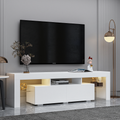 Modern White Tv Stand, 20 Colors Led Tv Stand W Remote Control Lights White 60 69 Inches Mdf